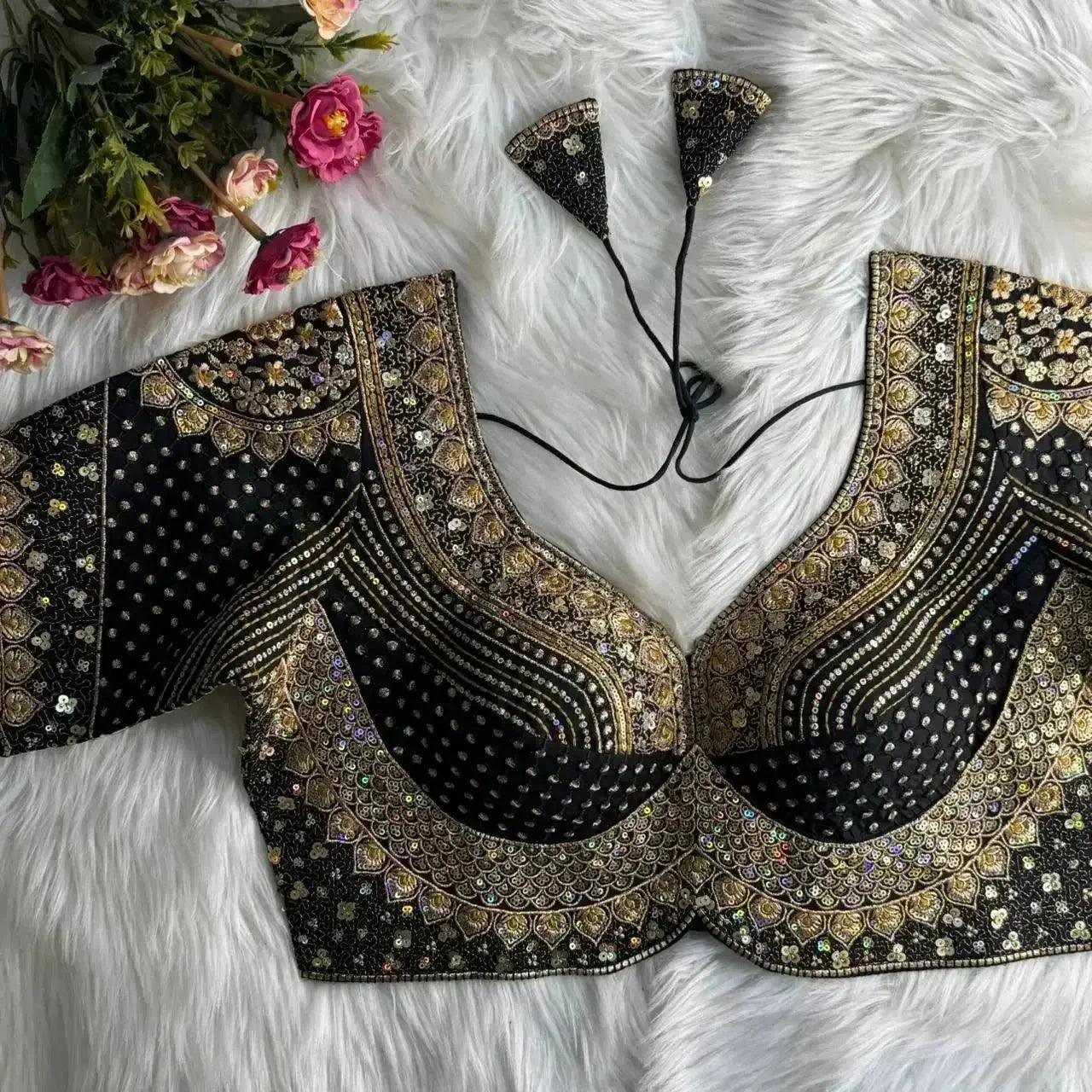 sabyasachi inspired bridal blouse designs with heavy stars & rainbow work - rpd fashion