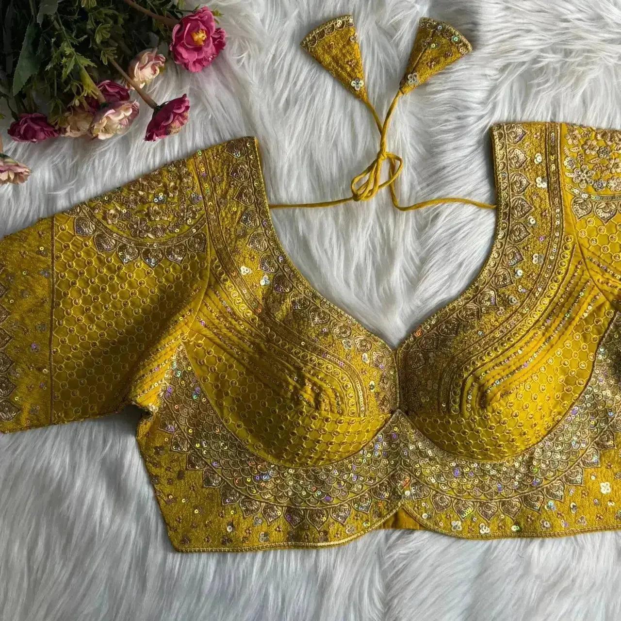 sabyasachi inspired bridal blouse designs with heavy stars & rainbow work - rpd fashion