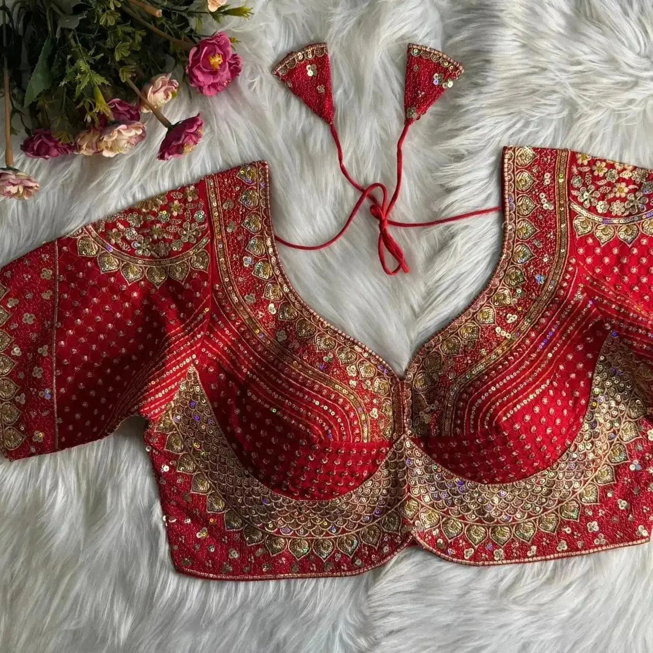 sabyasachi inspired bridal blouse designs with heavy stars & rainbow work - rpd fashion