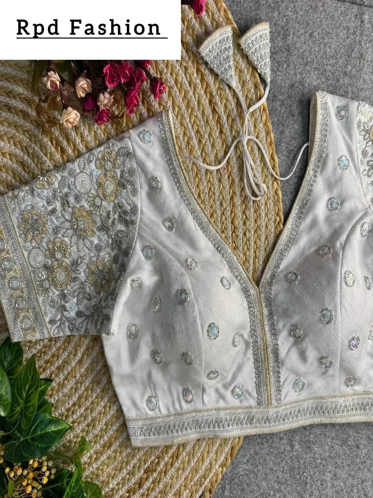 sabyasachi style v-neck beaded copper bridal blouse - rpd fashion