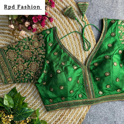 Sabyasachi Style V-Neck Beaded Copper Bridal Blouse - RPD Fashion