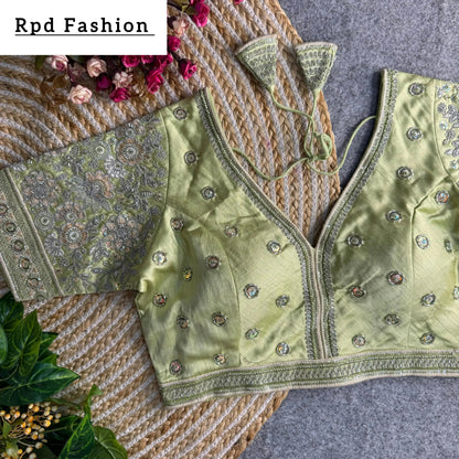 Sabyasachi Style V-Neck Beaded Copper Bridal Blouse - RPD Fashion