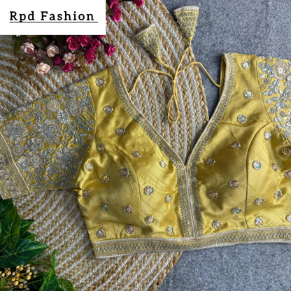 Sabyasachi Style V-Neck Beaded Copper Bridal Blouse - RPD Fashion