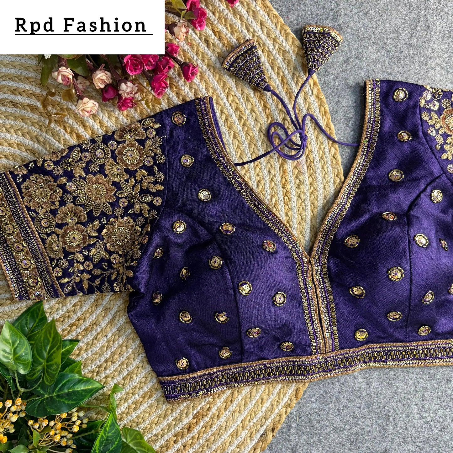 sabyasachi style v-neck beaded copper bridal blouse - rpd fashion