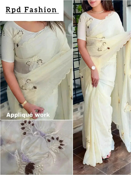Sequins embroidered work with thread work in saree and blouse - RPD Fashion