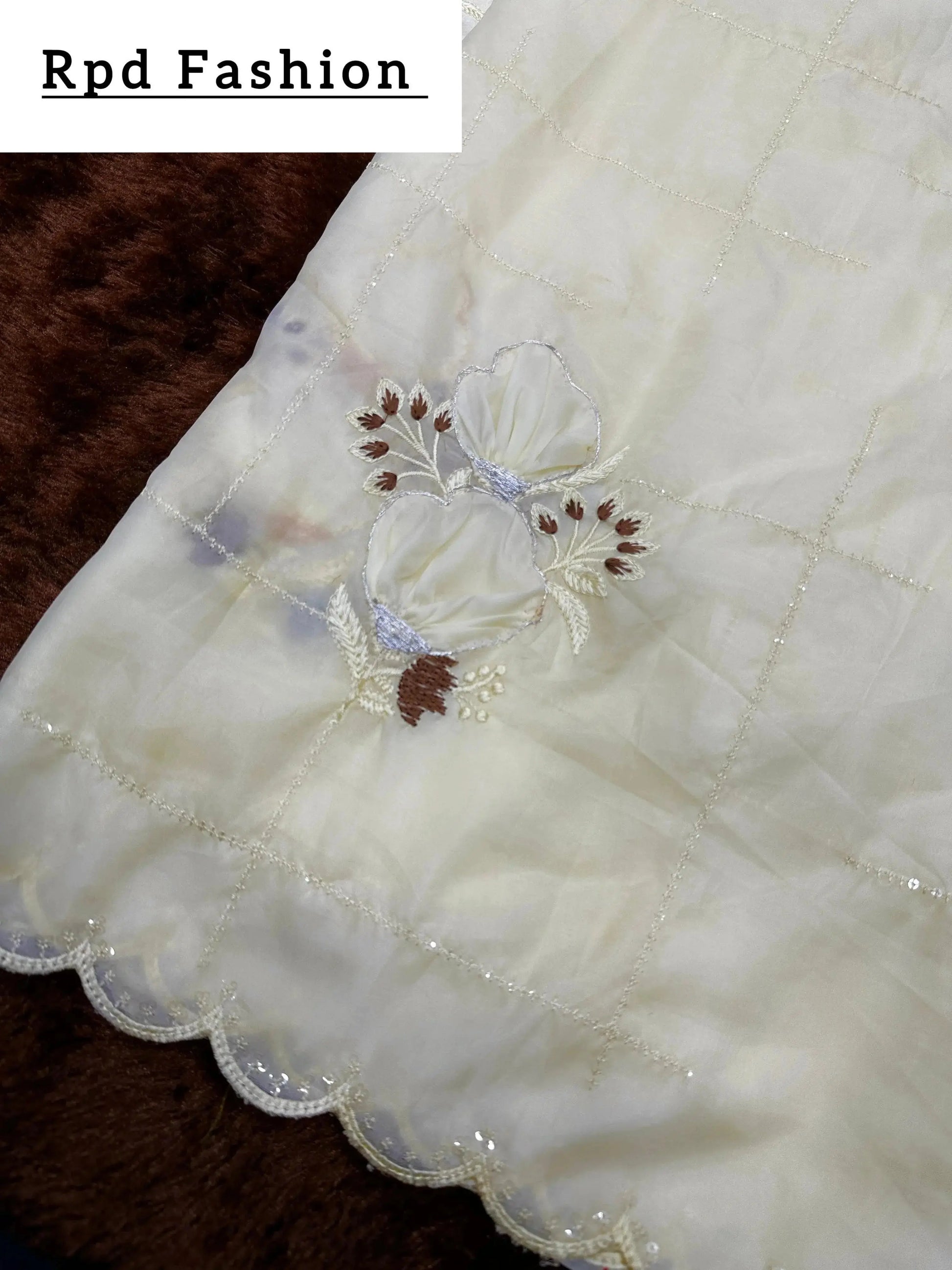 Sequins embroidered work with thread work in saree and blouse - RPD Fashion