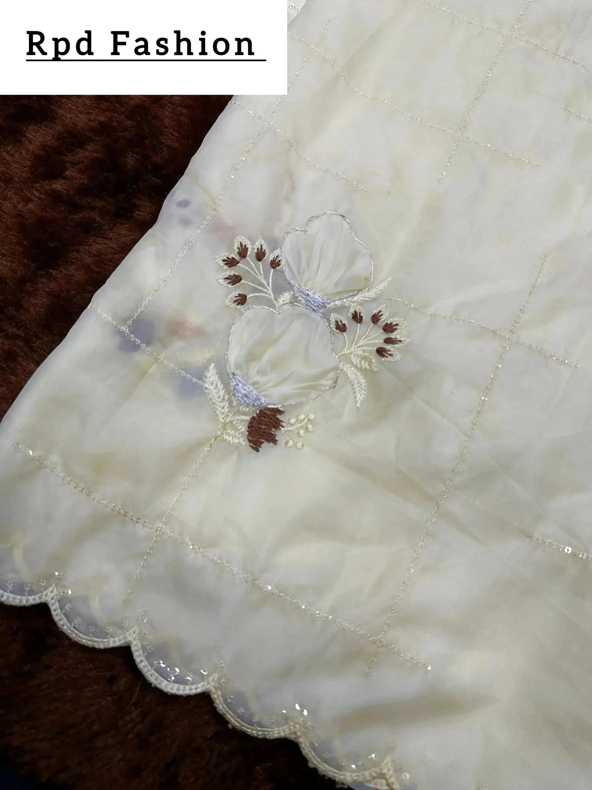 Sequins embroidered work with thread work in saree and blouse - RPD Fashion