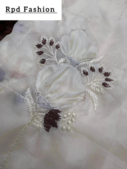 Sequins embroidered work with thread work in saree and blouse - RPD Fashion