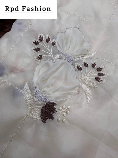 Sequins embroidered work with thread work in saree and blouse - RPD Fashion