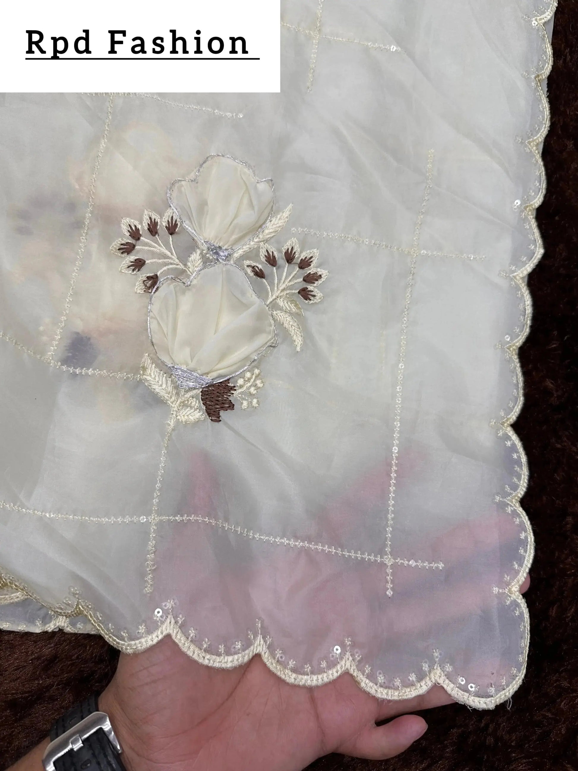 Sequins embroidered work with thread work in saree and blouse - RPD Fashion