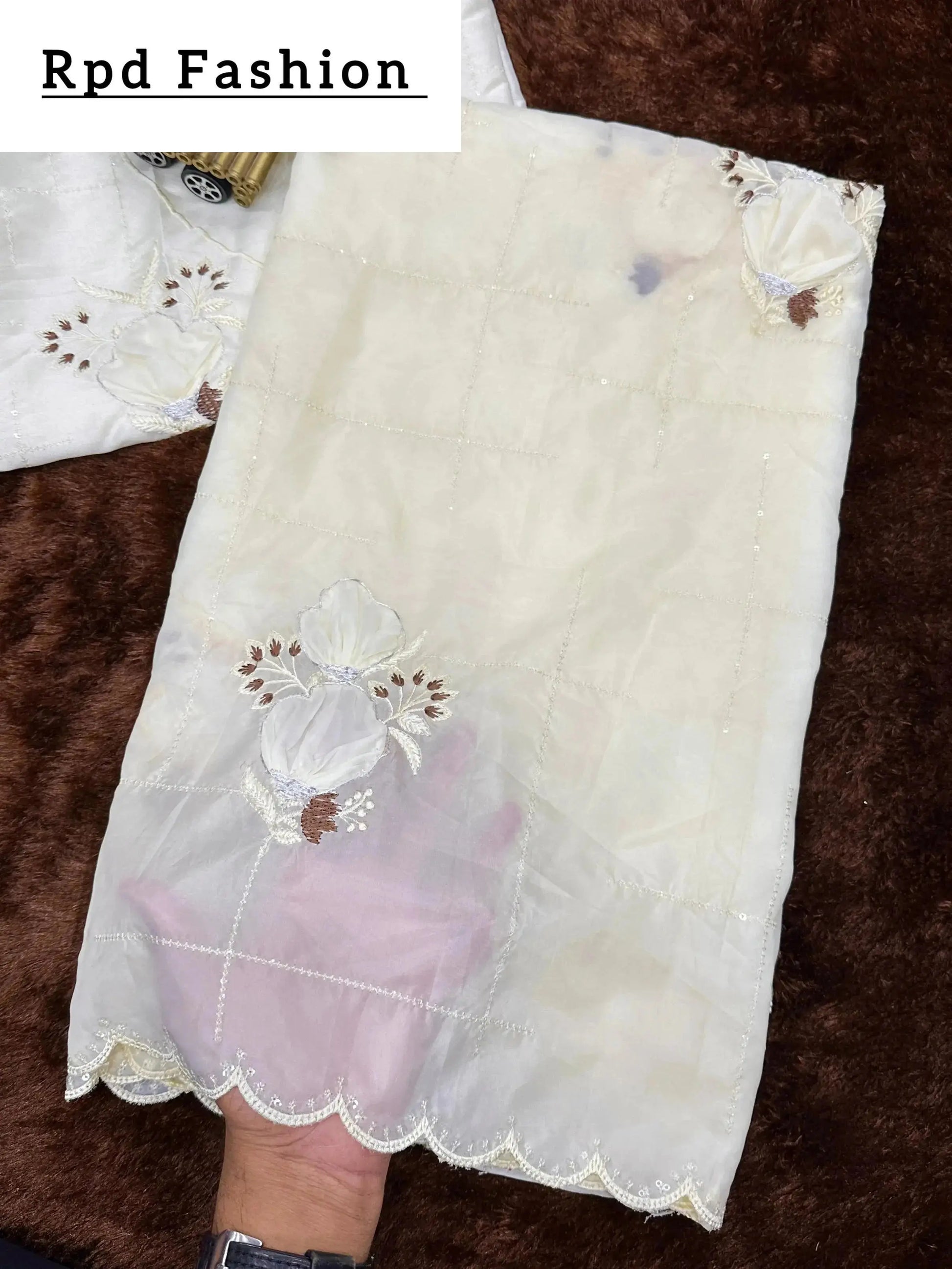 Sequins embroidered work with thread work in saree and blouse - RPD Fashion