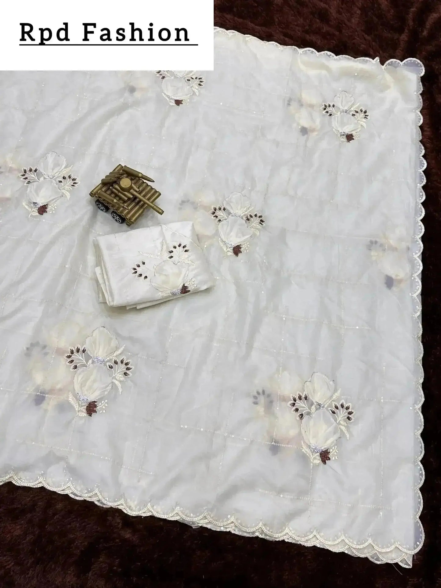 sequins embroidered work with thread work in saree and blouse - rpd fashion