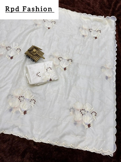 Sequins embroidered work with thread work in saree and blouse - RPD Fashion