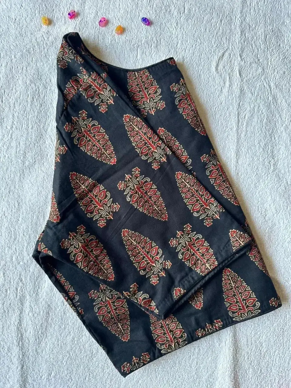 simple cotton blouse design in red ajrakh print – readymade ethnic blouse for women - rpd fashion