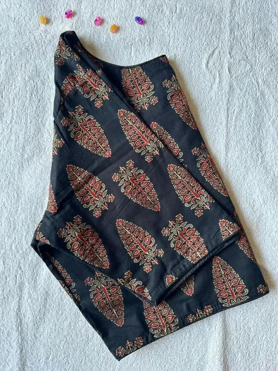 simple cotton blouse design in red ajrakh print – readymade ethnic blouse for women - rpd fashion