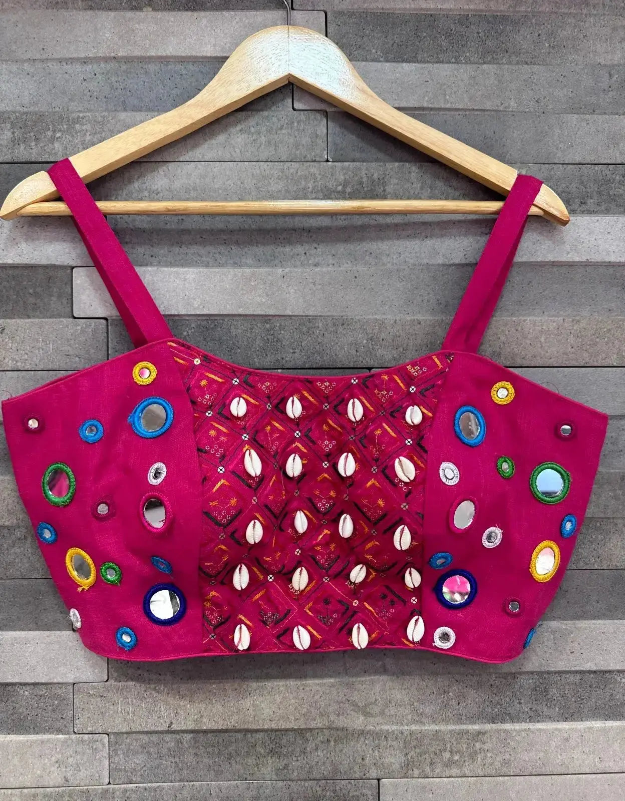 spaghetti style real kodi blouse with real mirror work - rpd fashion