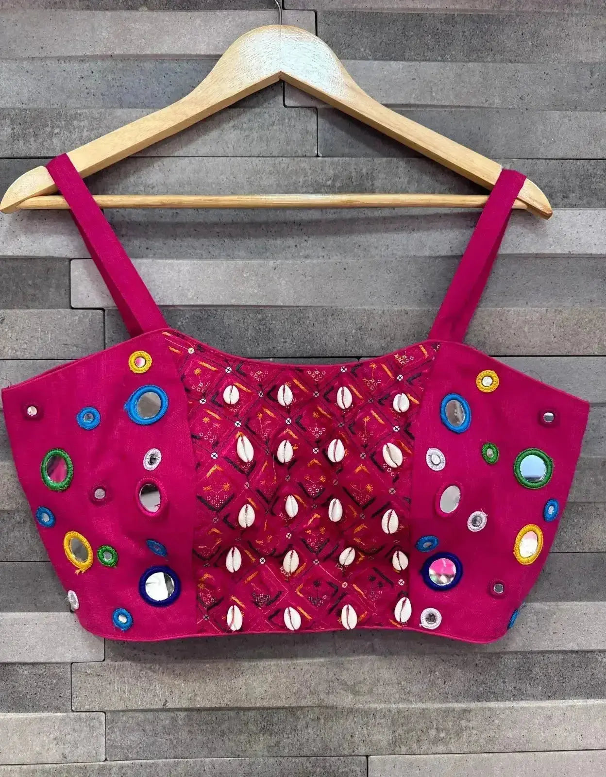 spaghetti style real kodi blouse with real mirror work - rpd fashion