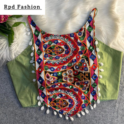 Spaghetti Style Real Shell Blouse with Heavy Embroidery - RPD Fashion