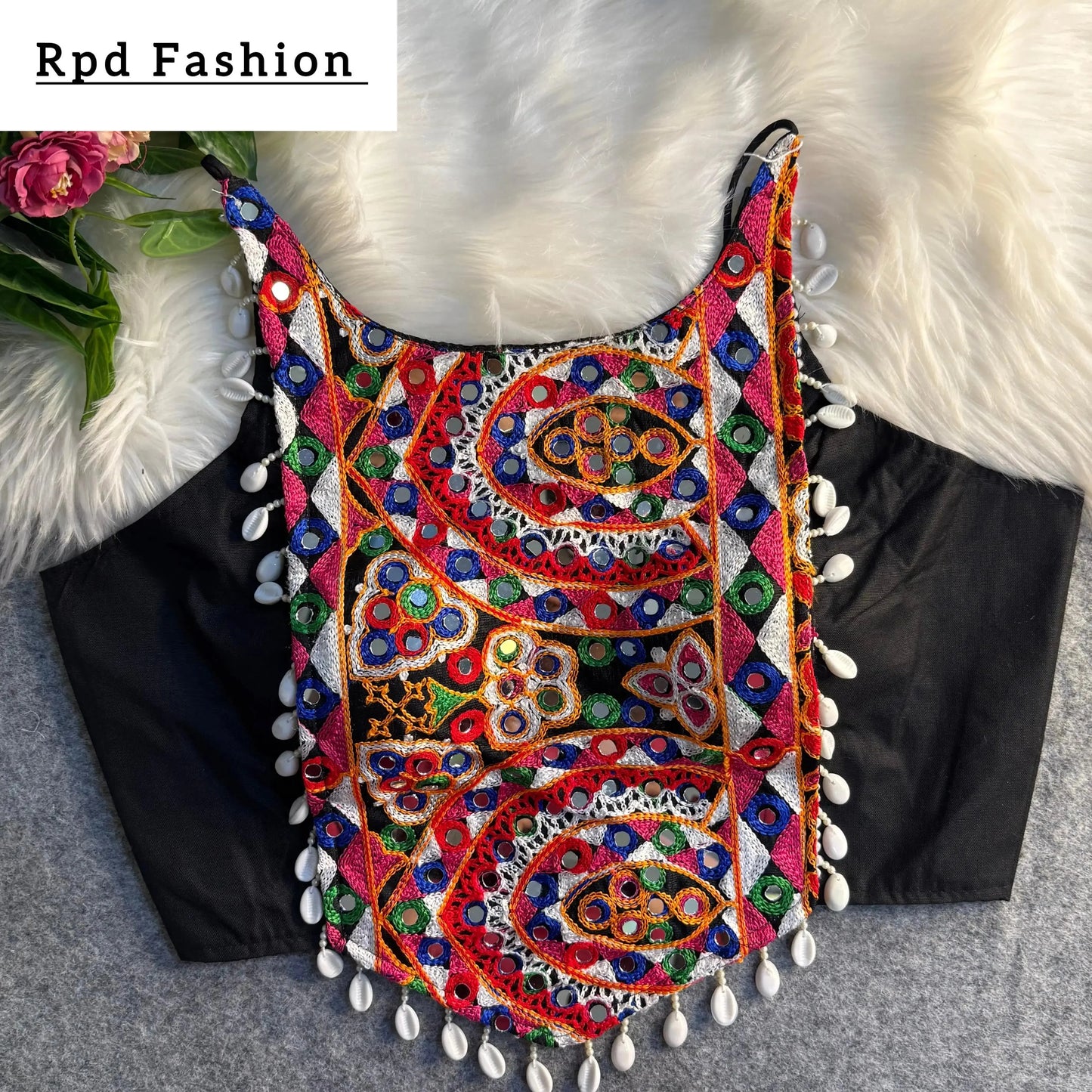 spaghetti style real shell blouse with heavy embroidery - rpd fashion
