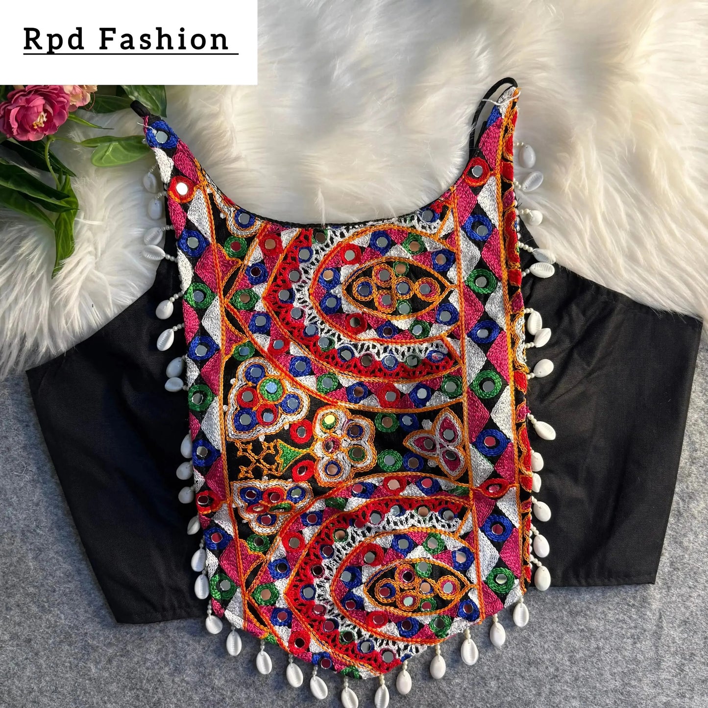 spaghetti style real shell blouse with heavy embroidery - rpd fashion