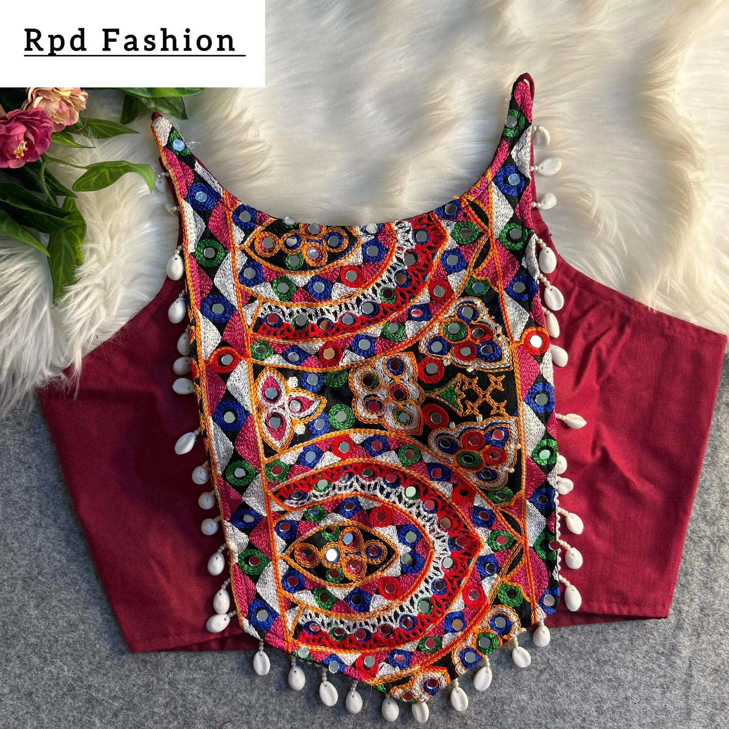 spaghetti style real shell blouse with heavy embroidery - rpd fashion