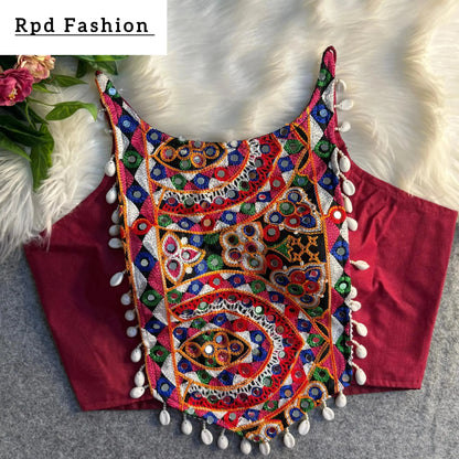 Spaghetti Style Real Shell Blouse with Heavy Embroidery - RPD Fashion