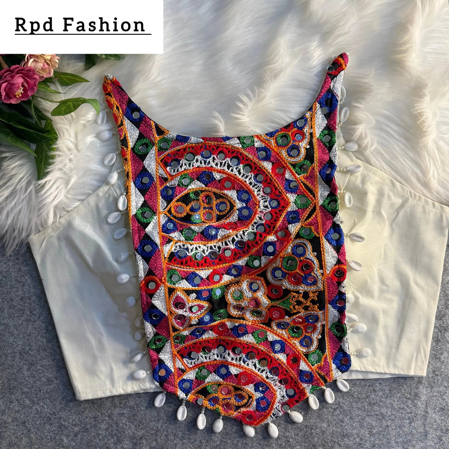 spaghetti style real shell blouse with heavy embroidery - rpd fashion
