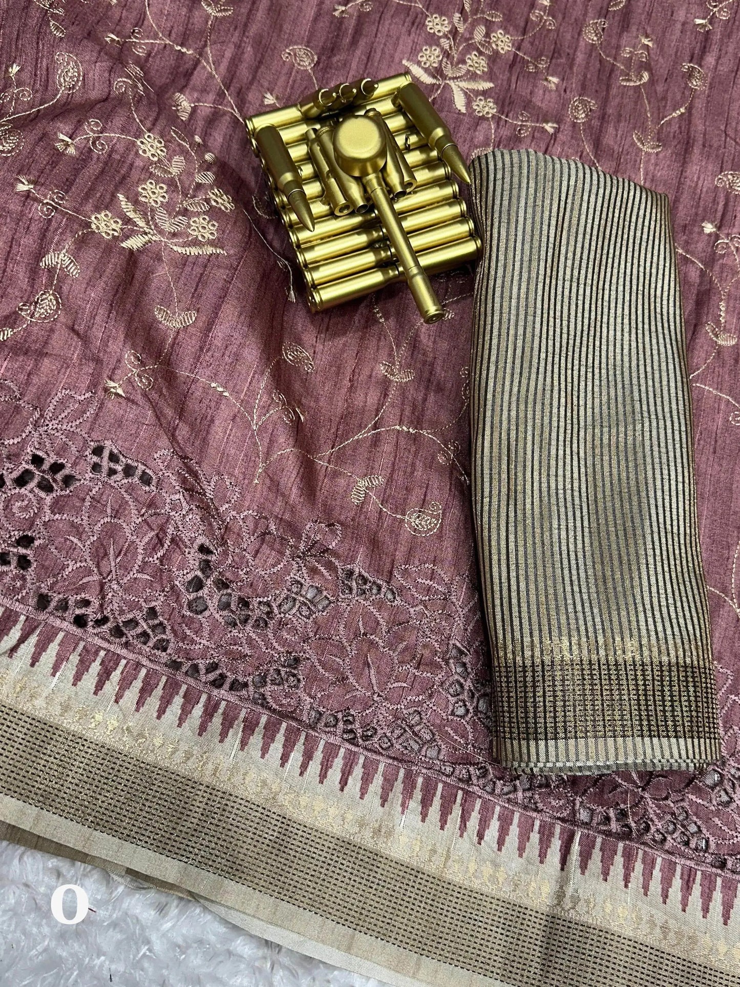 stunning tussar cotton saree with embroidery & zari border - rpd fashion