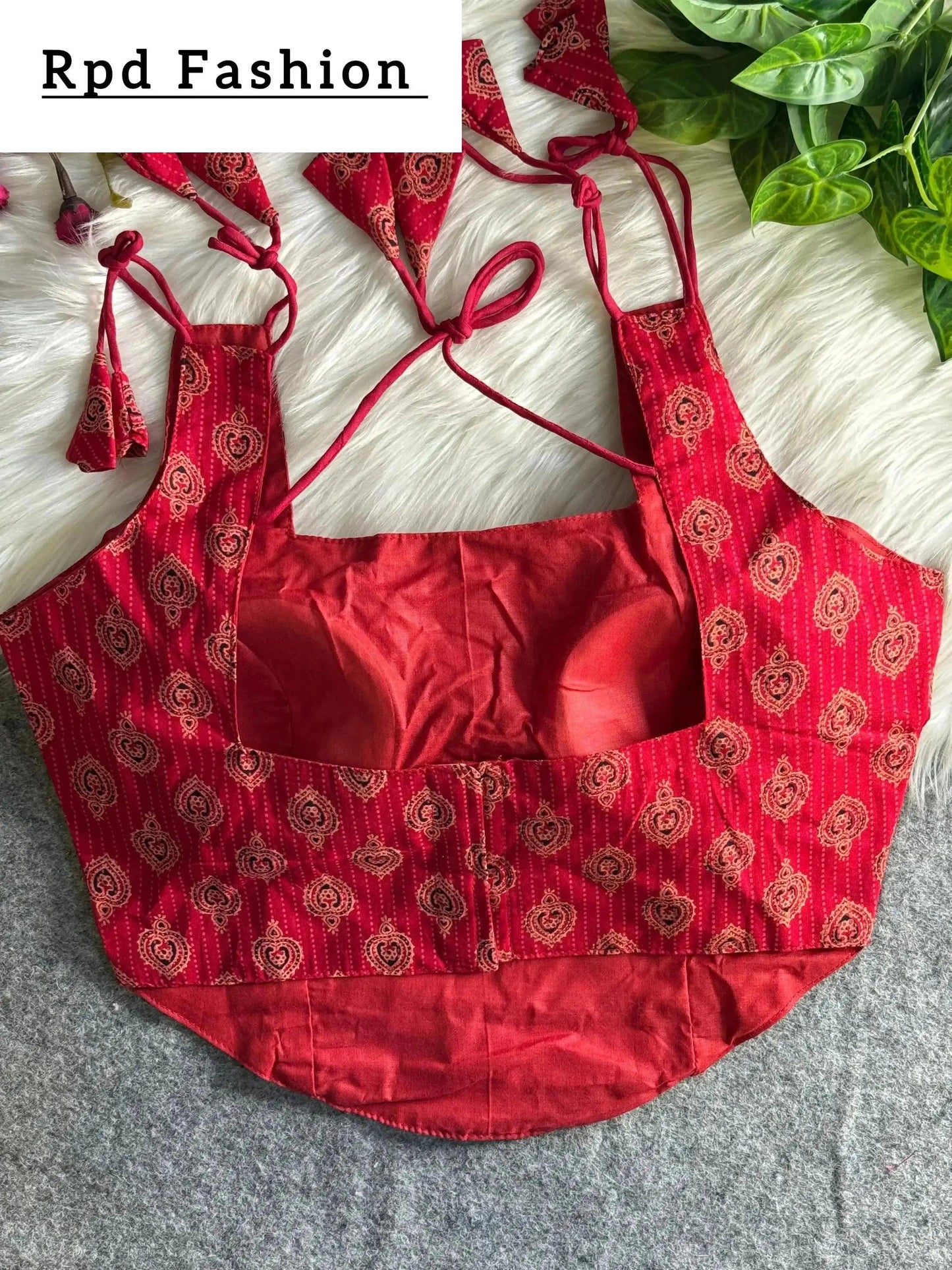 summer special ajrakh printed pure cotton blouse - rpd fashion