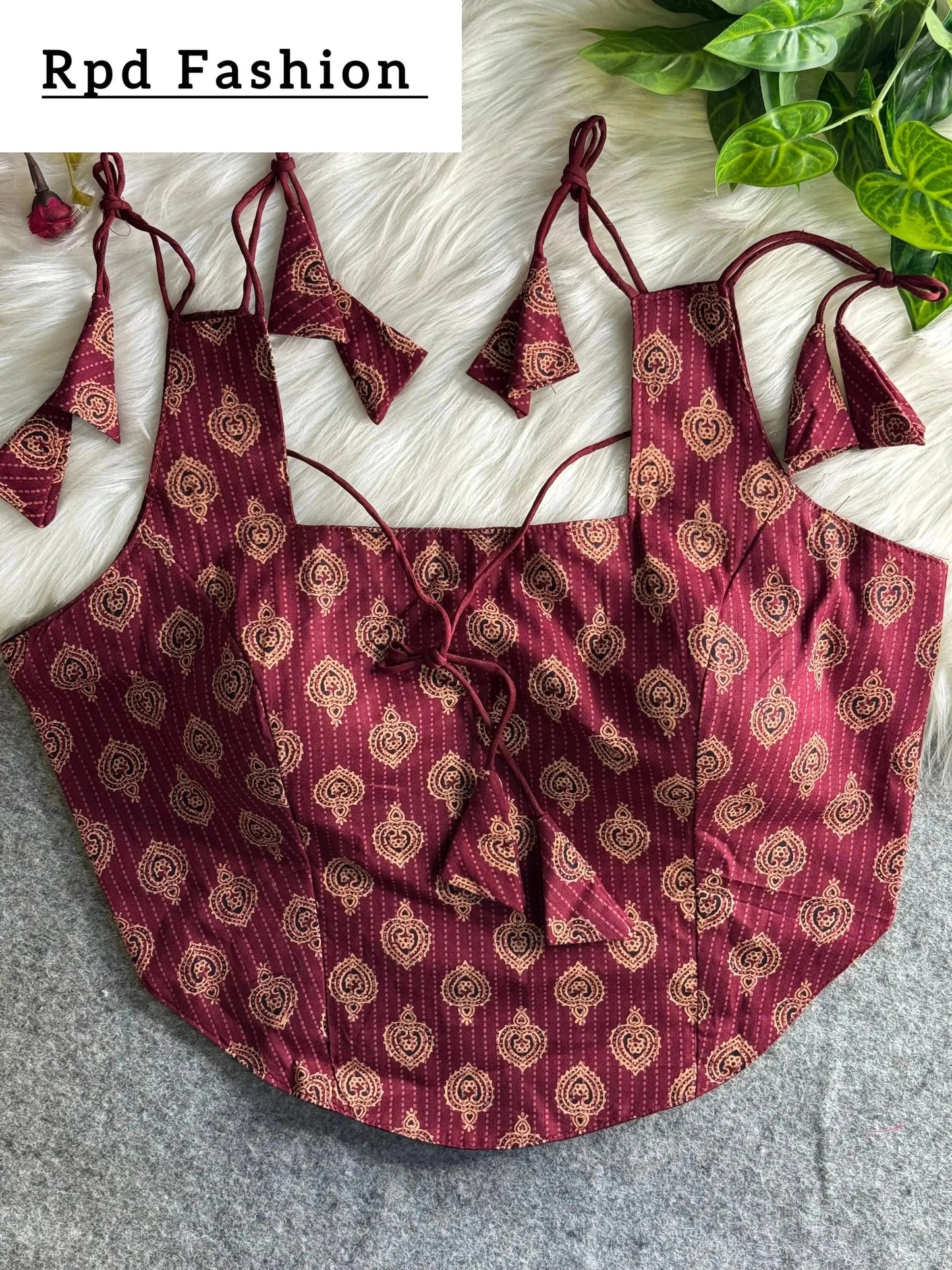 summer special ajrakh printed pure cotton blouse - rpd fashion