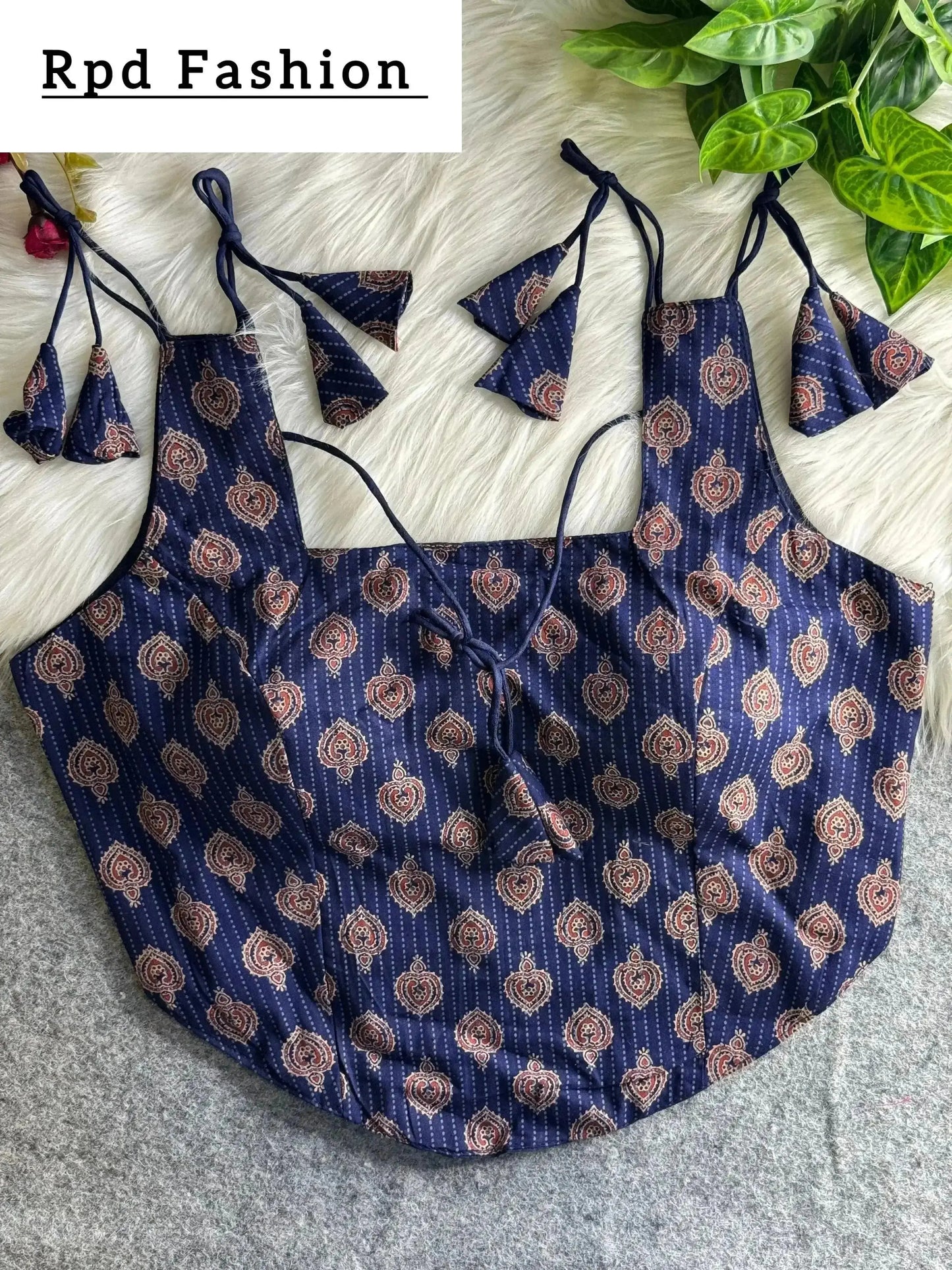 summer special ajrakh printed pure cotton blouse - rpd fashion
