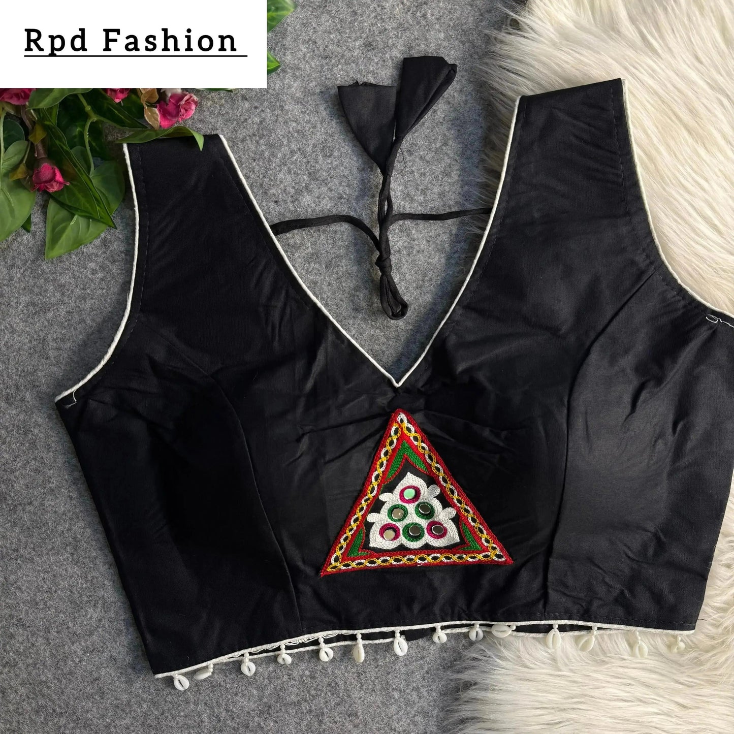 traditional navratri rayon cotton blouse with patch work - rpd fashion