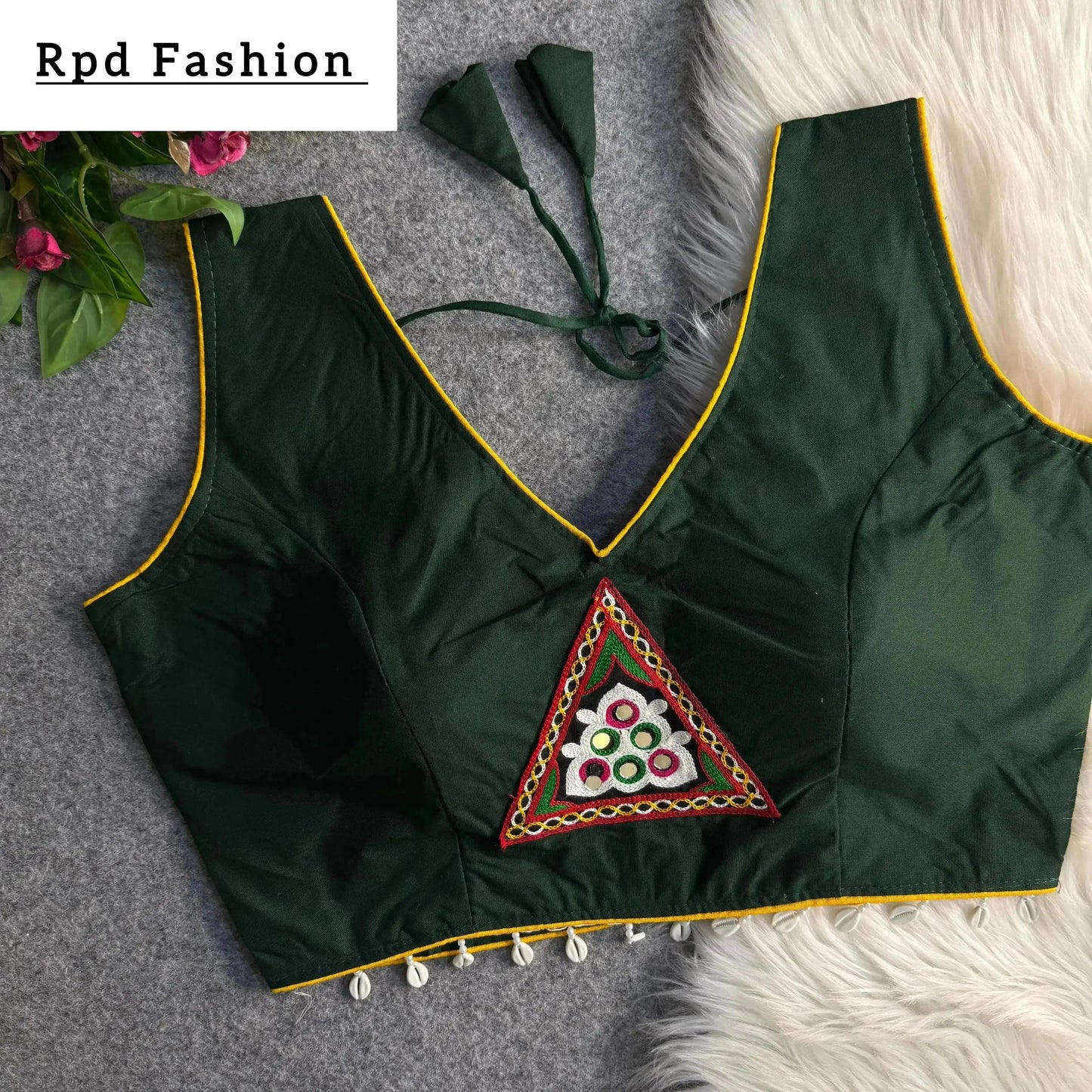 traditional navratri rayon cotton blouse with patch work - rpd fashion