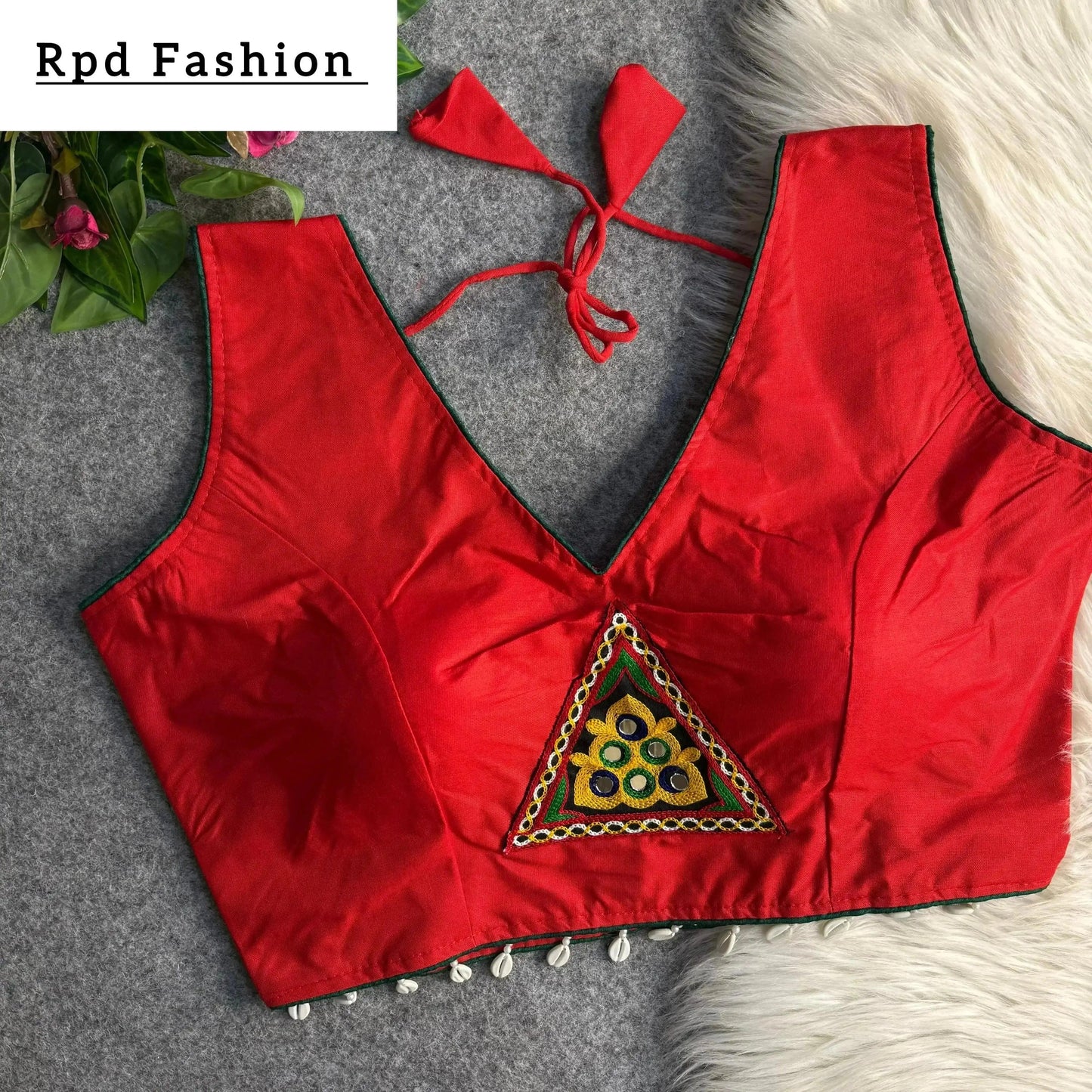 traditional navratri rayon cotton blouse with patch work - rpd fashion