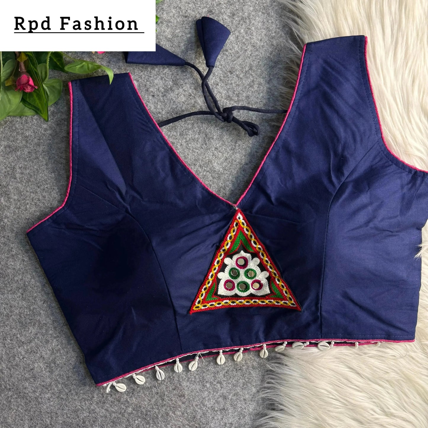 traditional navratri rayon cotton blouse with patch work - rpd fashion