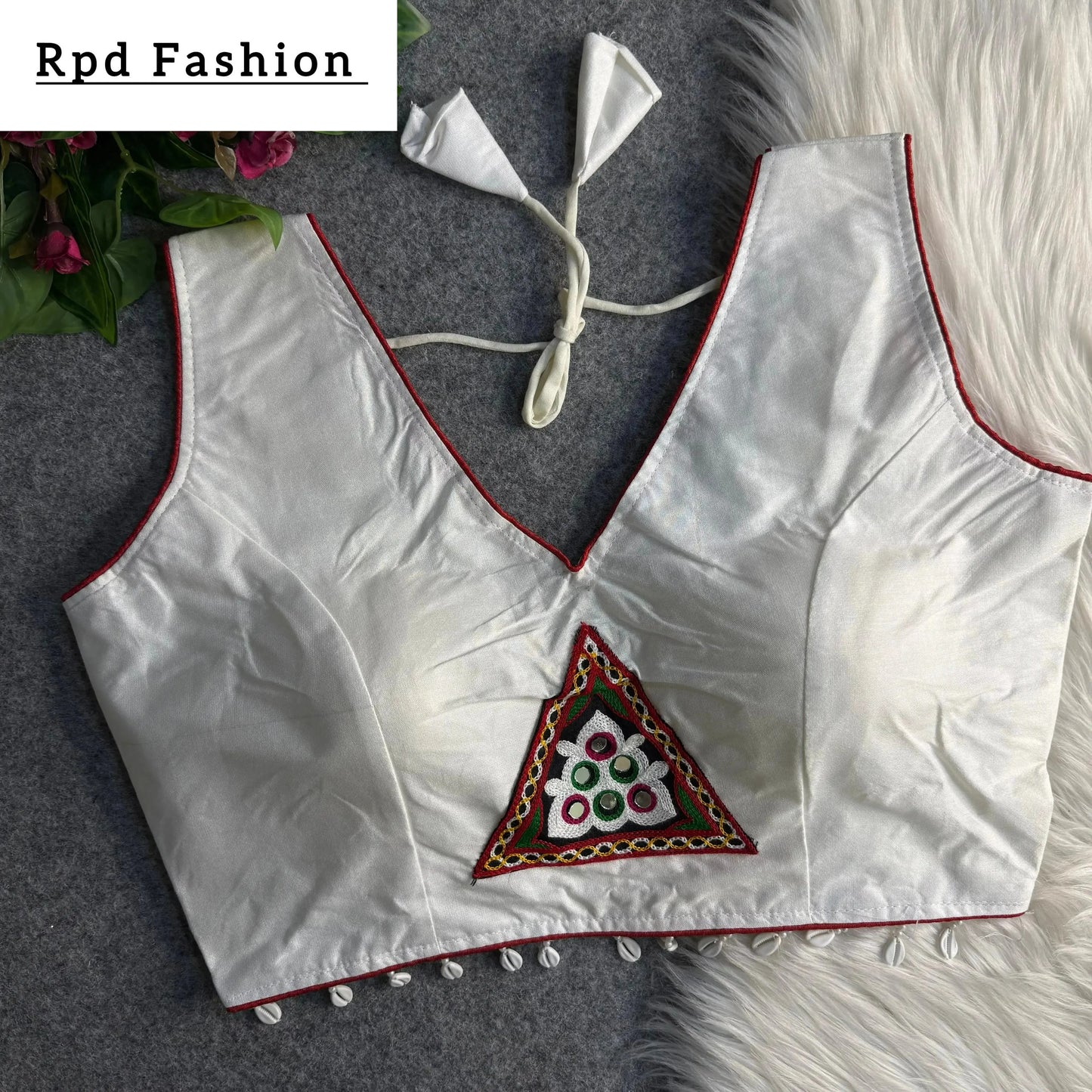 traditional navratri rayon cotton blouse with patch work - rpd fashion