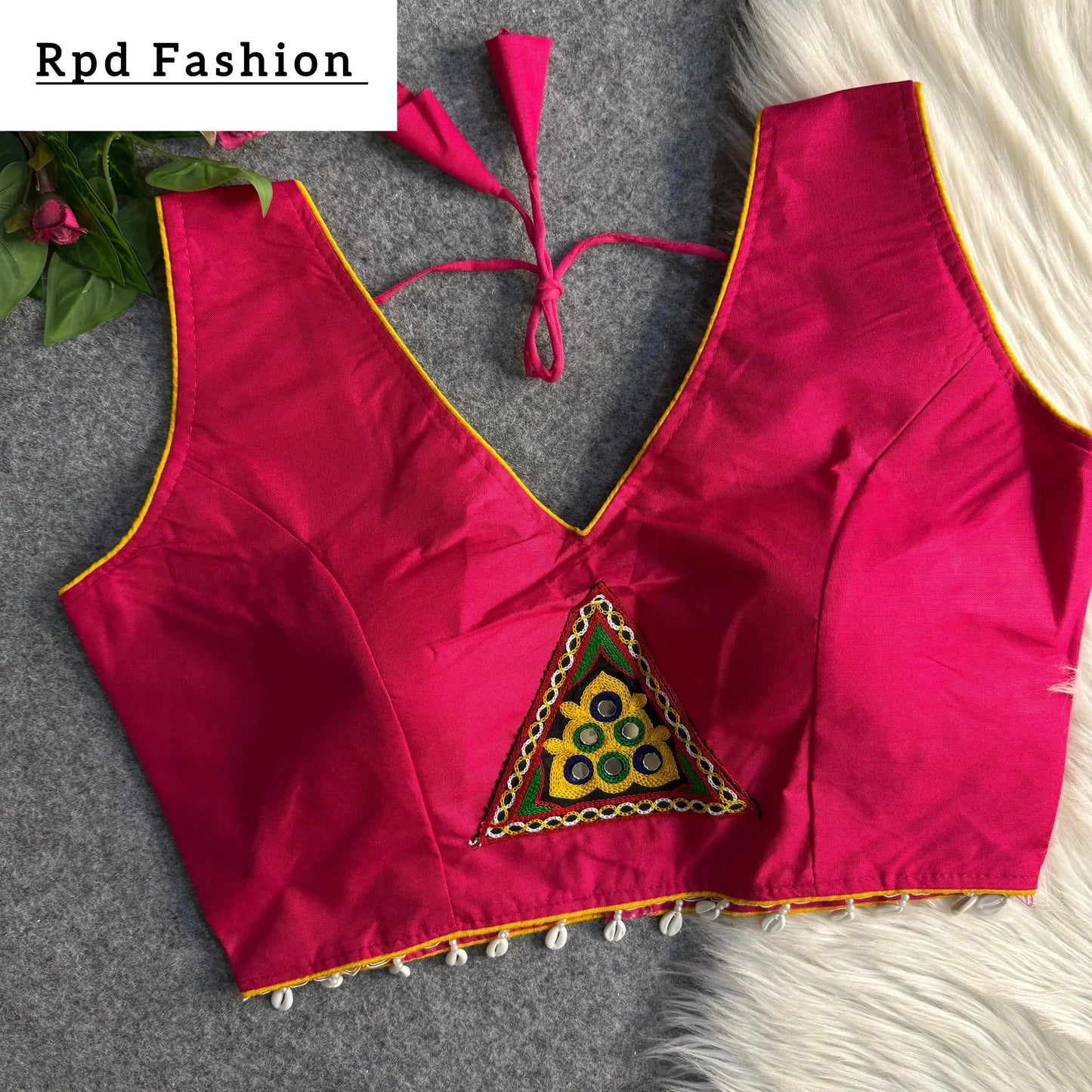 traditional navratri rayon cotton blouse with patch work - rpd fashion