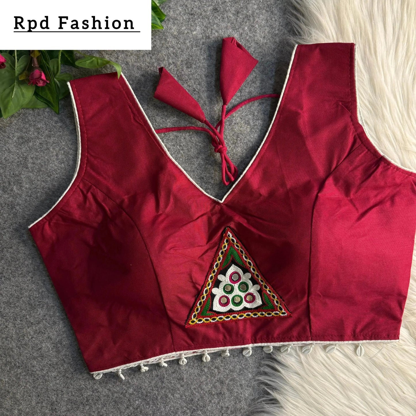 traditional navratri rayon cotton blouse with patch work - rpd fashion