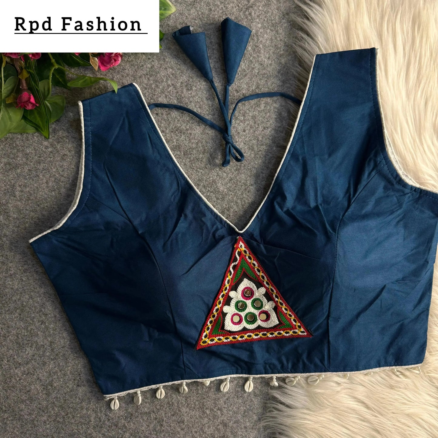traditional navratri rayon cotton blouse with patch work - rpd fashion