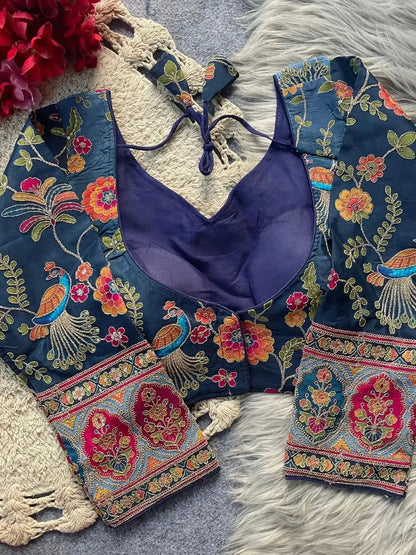 Traditional Wedding Banarasi Blouse Design with Peacock Motifs - RPD Fashion