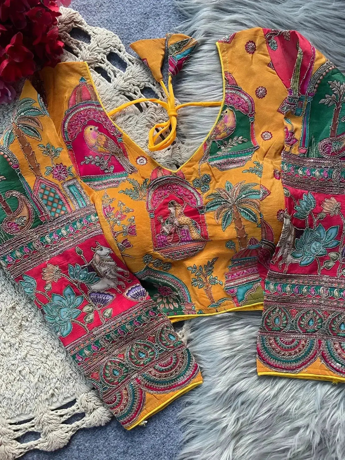 traditional wedding banarasi blouse design with peacock motifs - rpd fashion