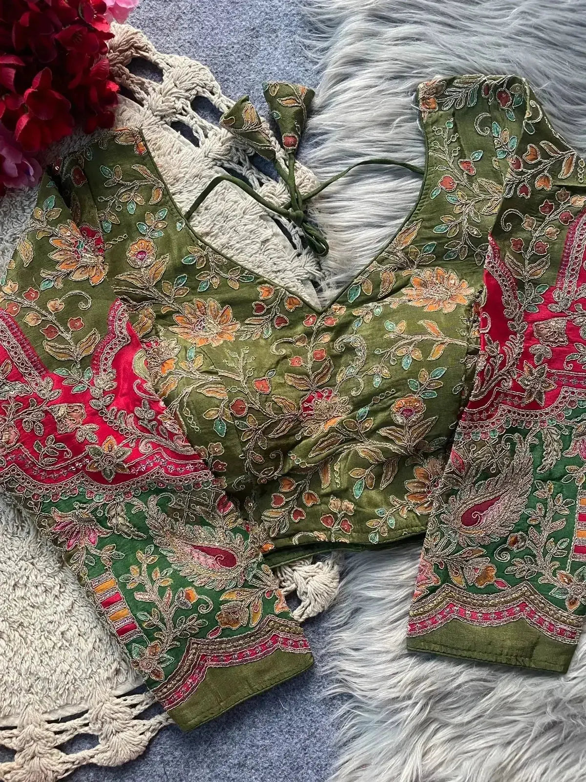 traditional wedding banarasi blouse design with peacock motifs - rpd fashion