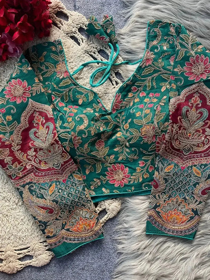 Traditional Wedding Banarasi Blouse Design with Peacock Motifs - RPD Fashion