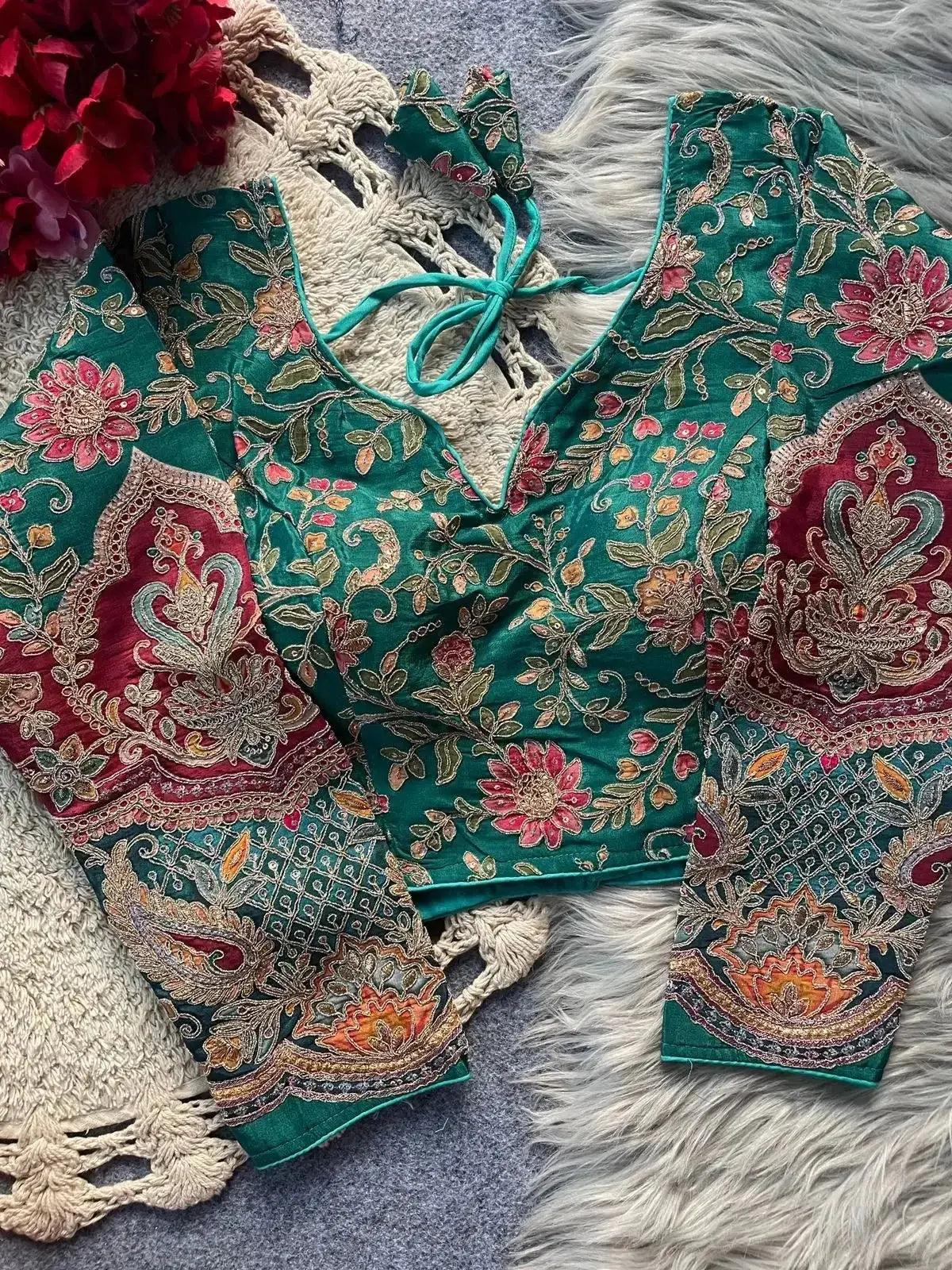 traditional wedding banarasi blouse design with peacock motifs - rpd fashion