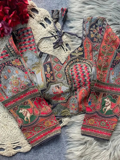 Traditional Wedding Banarasi Blouse Design with Peacock Motifs - RPD Fashion