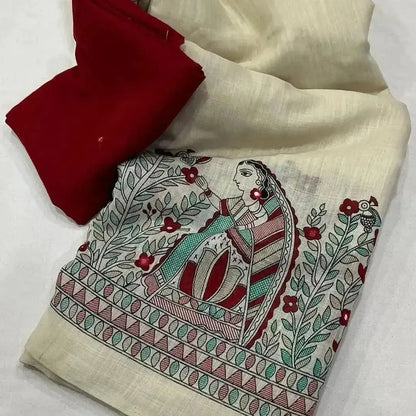 Trendy Cotton Saree Blouse Design with Madhubani Print – Ethnic Style - RPD Fashion
