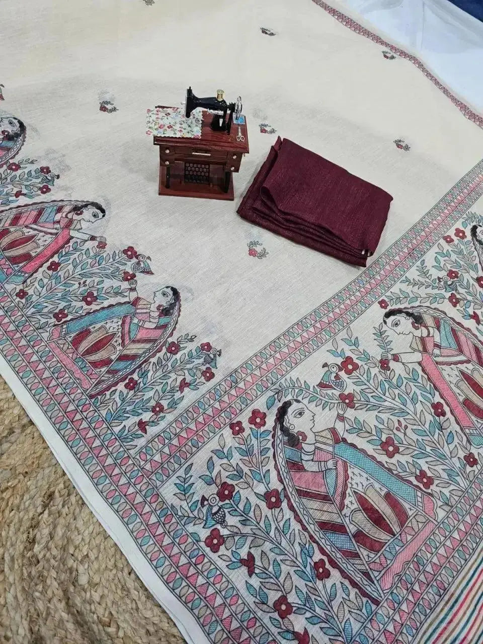 trendy cotton saree blouse design with madhubani print – ethnic style - rpd fashion
