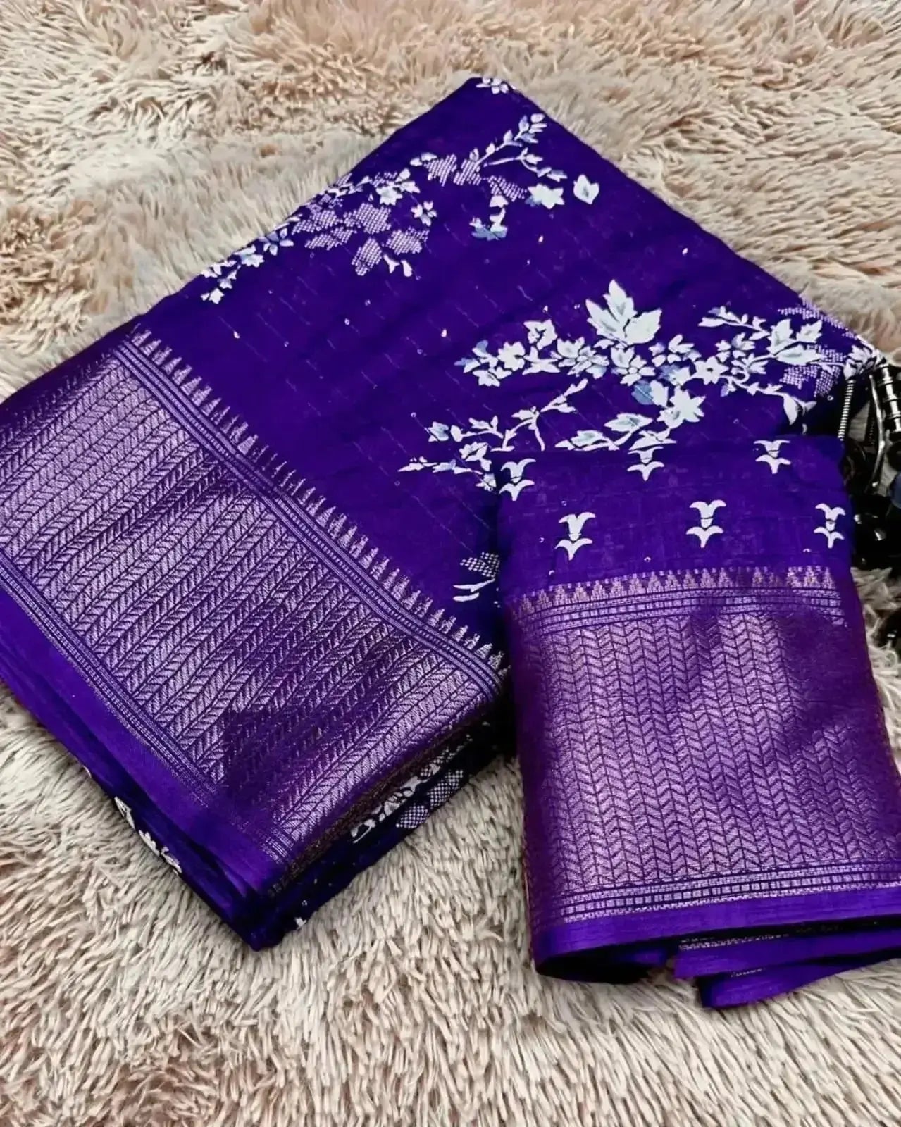trendy latest daily wear sarees with price – purple block print saree for women - rpd fashion