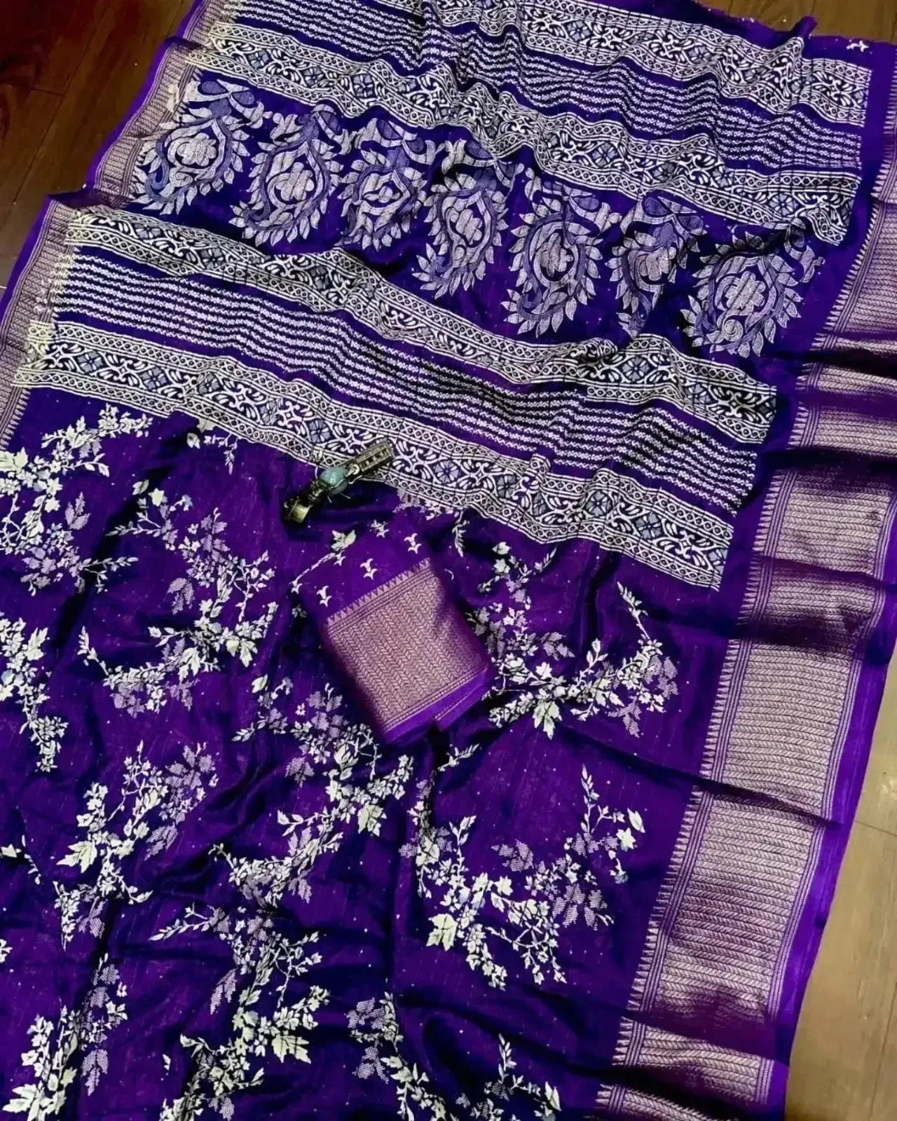 Trendy Latest Daily Wear Sarees with Price – Purple Block Print Saree for Women - RPD Fashion