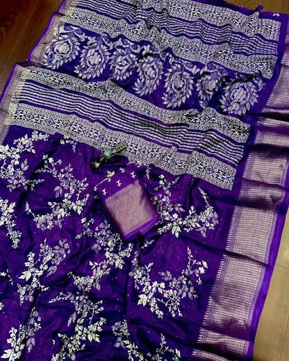 Trendy Latest Daily Wear Sarees with Price – Purple Block Print Saree for Women - RPD Fashion